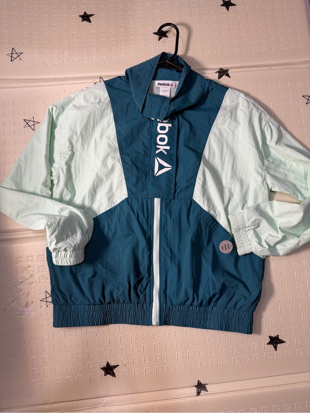 Reebok' Teal and Mint Windbreaker Jacket